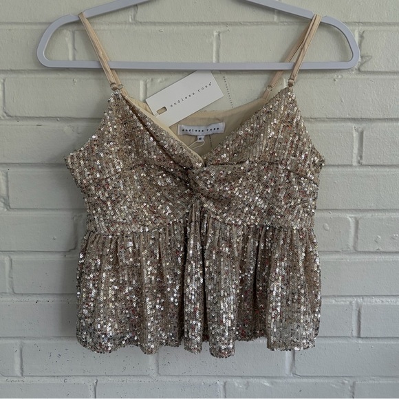 Endless Rose Cream Sequins Tank Top, SZ M NWT - Picture 6 of 13